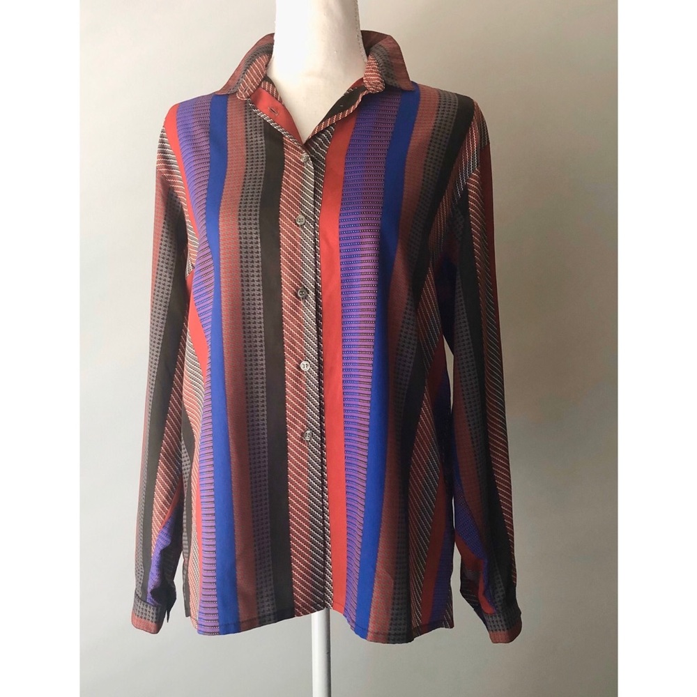 Vintage 80s Jaeger Geometric Stripe Blouse